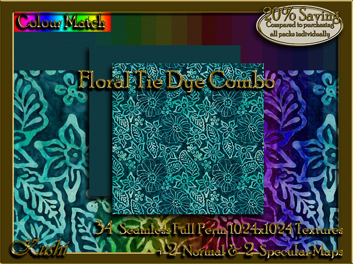 !Kushi! FloralTieDyeCOMBO Textures -WEAR TO UNPACK