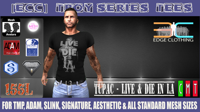 [ECC] TROY SERIES TEE PACK - TUPAC BLACK