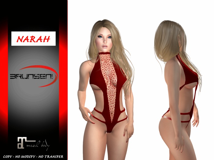 Brunsen! Sexy Lingerie Narah for Maitreya Dark Red