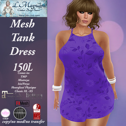 LMs MesH Tank Dress - Floral Purple