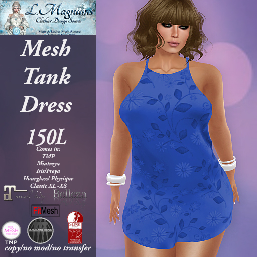 LMs MesH Tank Dress - Floral Blue