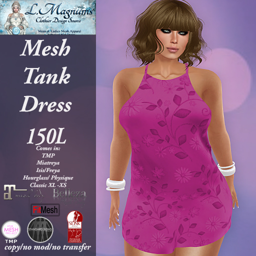 LMs MesH Tank Dress - Floral Pink