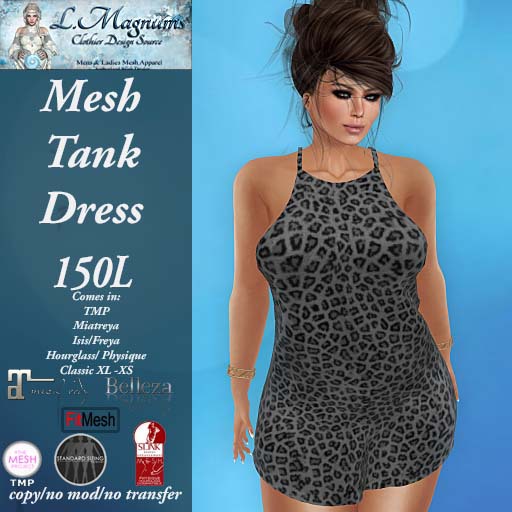 LMs Mesh Tank Dress - Leopard Grey