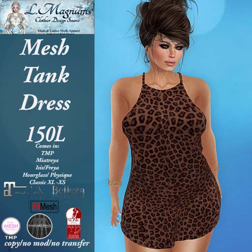 LMs Mesh Tank Dress - Leopard Peach