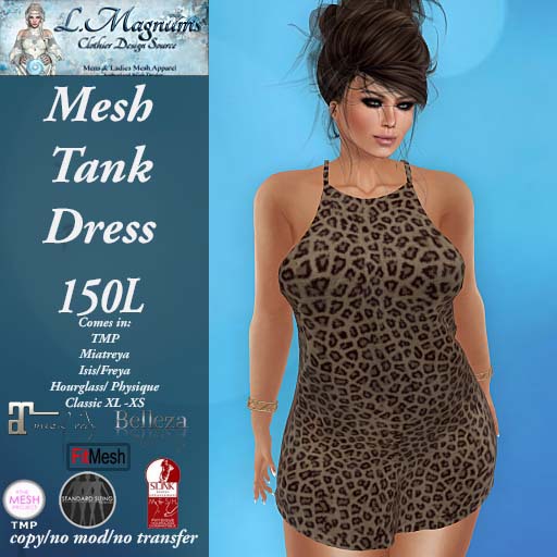 LMs Mesh Tank Dress - Leopard Natural
