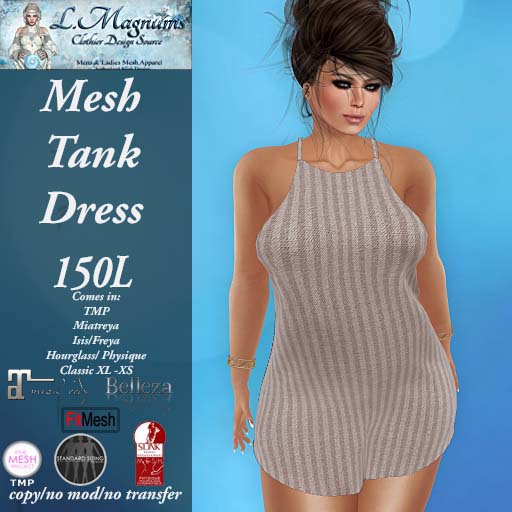 LMs Mesh Tank Dress - Stripes Tan