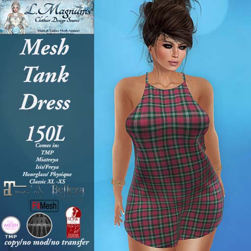 LMs Mesh Tank Dress - Plaid Red