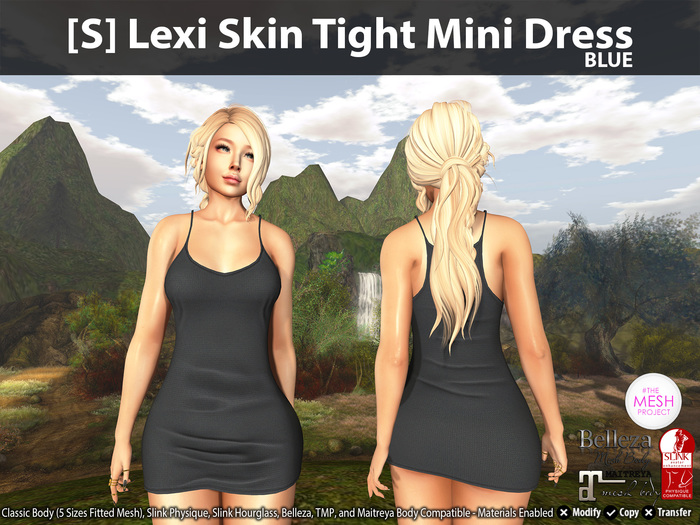 [S] Lexi Skin Tight Mini Dress Blue
