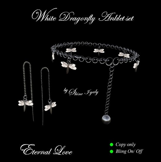 White Dragonfly Anklet set 