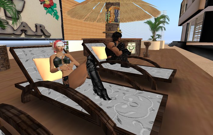 Tiki Lounger Knees up  with Light  9 prims