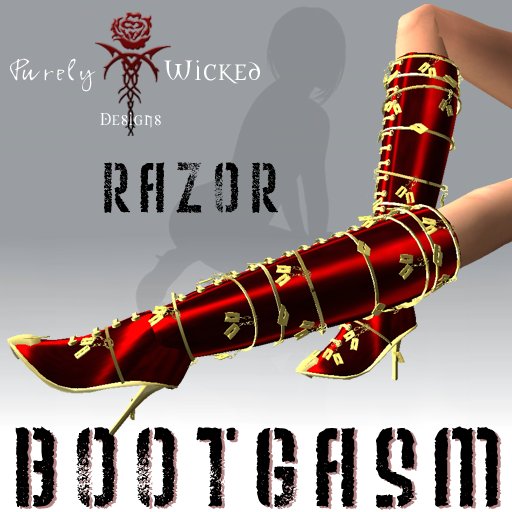 Bootgasm Razor Boots Red & Gold