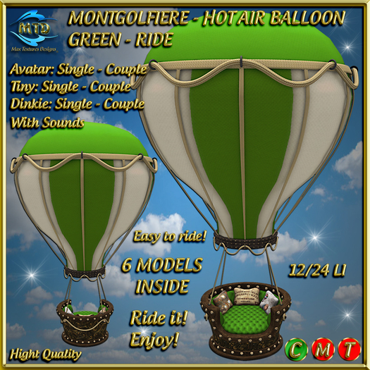 MONTGOLFIERE - HOT AIR BALLON - GREEN - Ride - COPY