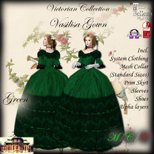 ~CdE~Victorian Vasilisa GREEN Gown