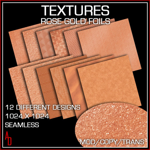 *AD* Textures - Metallic Embossed Rose Gold Foil