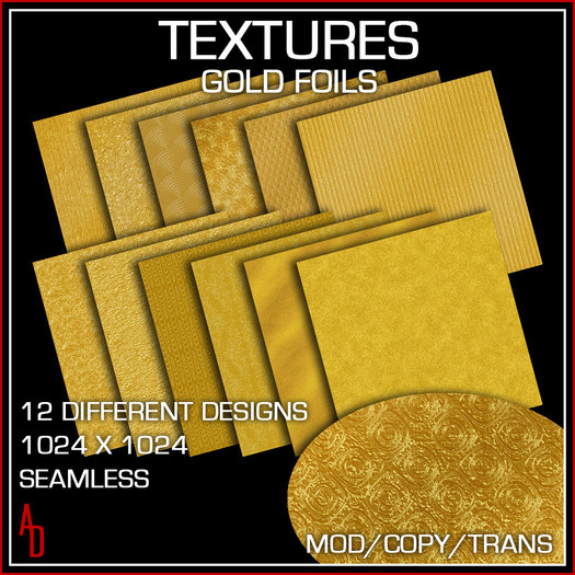 *AD* Textures - Metallic Embossed Gold Foil