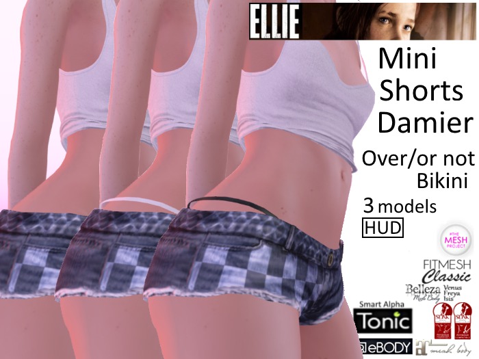 ELLIE Mini Shorts Damier Over Bikini