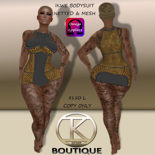 IKWE netted mesh body short suit gold