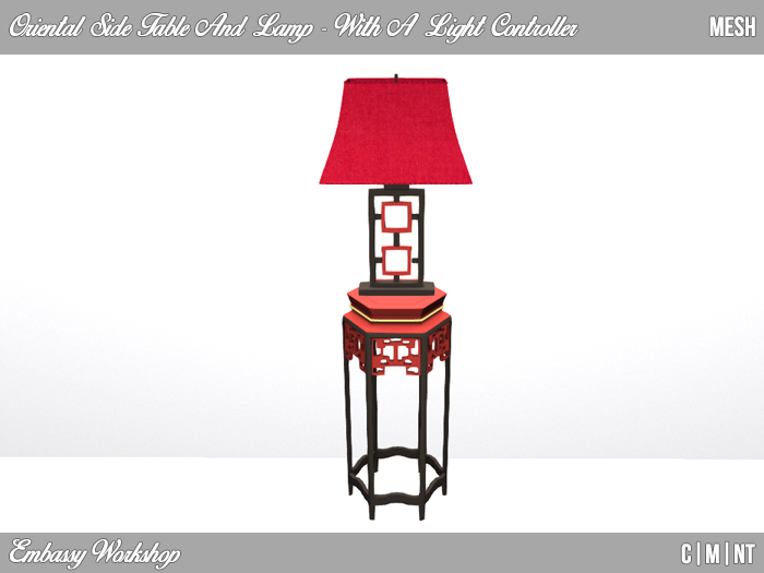 EW - Oriental Side Table And Lamp - With A Light Controller