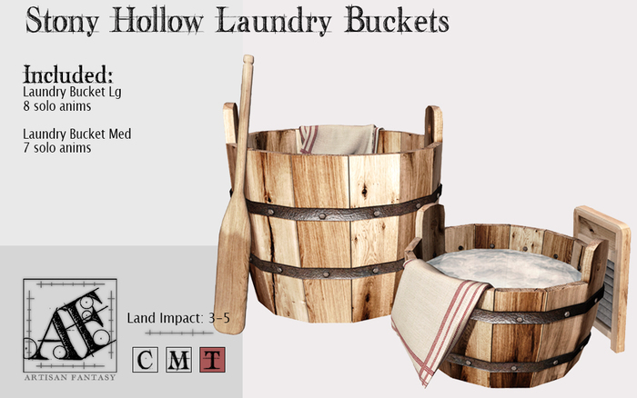 Second Life Marketplace - *AF* Stony Hollow Laundry Buckets