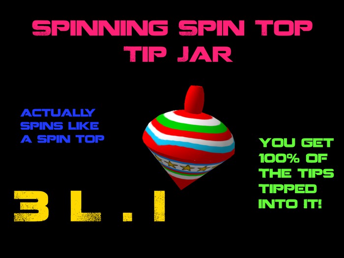 Second Life Marketplace {DollarBuy} Spinning Spin Top Tip Jar