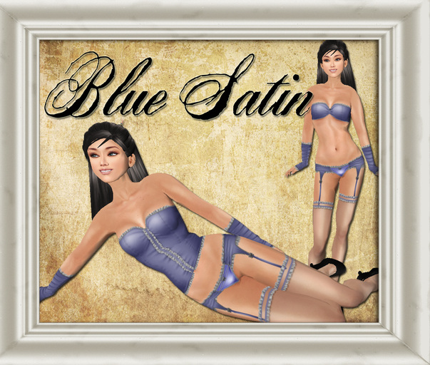 Shabby Chic Blue Satin Underwear Set