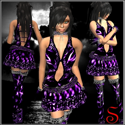 *PKs* Latex Dress Purple- Shoes Included