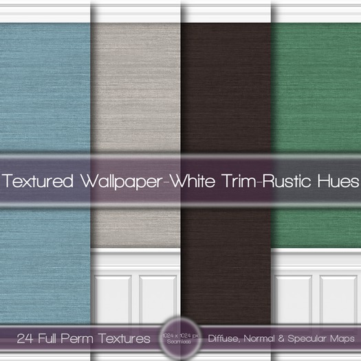 {L} Textured Wallpaper-White Trim-Rustic Hues