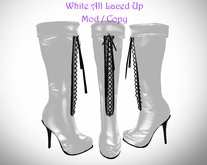 White Laced up Knee Boots