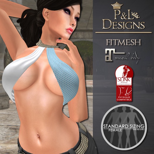 [P&L] - Bra Choker Top Single Blue Pattern and White