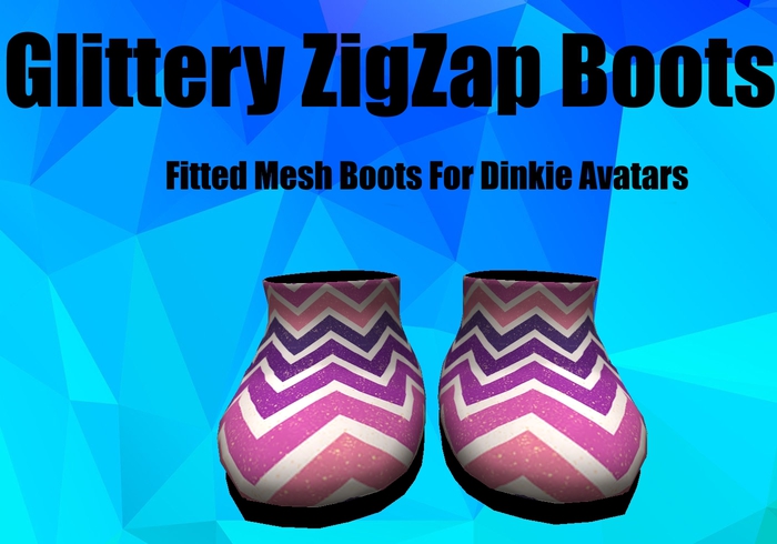 Glittery ZigZag Striped Dinkie Boots--- Black Sole
