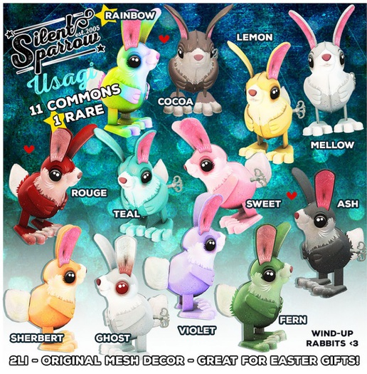 ~silentsparrow~ Rainbow - Usagi Wind-Up Rabbit RARE