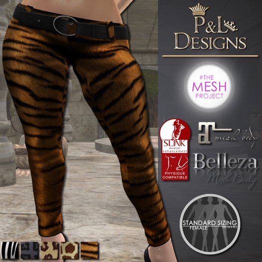 [P&L] - Low-Rise Fitted Pants Animal Print FatPack