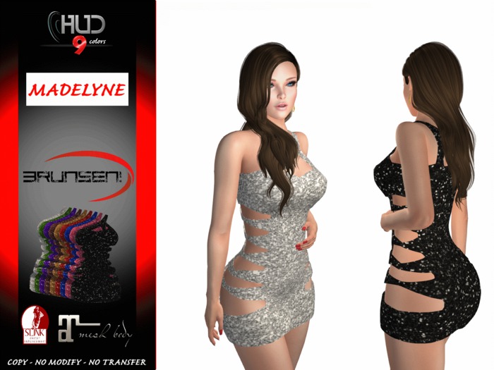 Brunsen! Dress Sexy Madelyne Sparkless wHUD 9 Colors