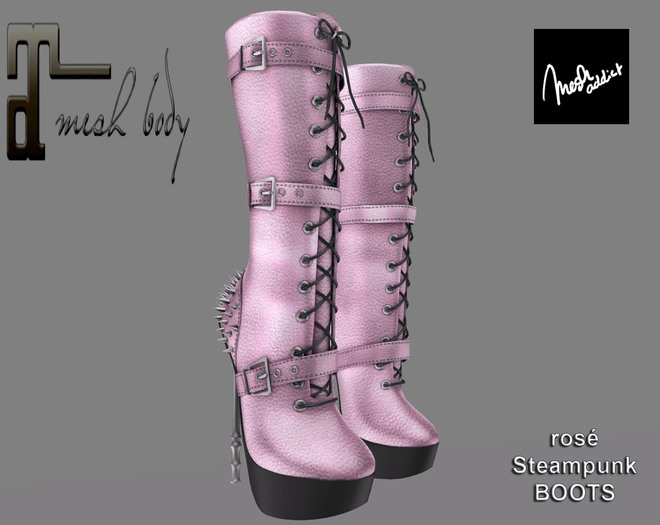.: MB : Steampunk High Heel Boots  rose for  Maitreya Avatars
