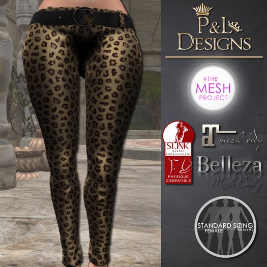 [P&L] - Low-Rise Fitted Pants Single Animal Print Leopard