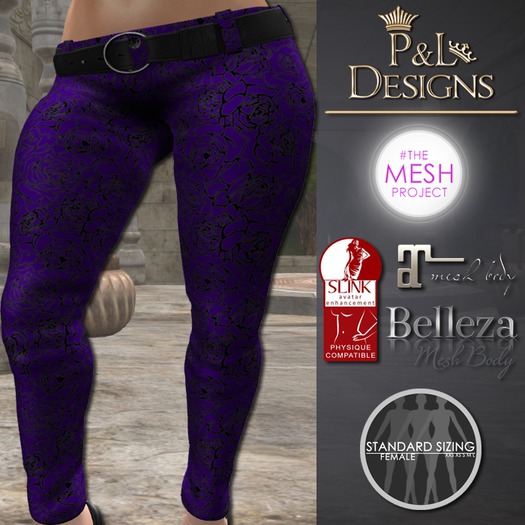 [P&L] - Low-Rise Fitted Pants Single Rose Purple