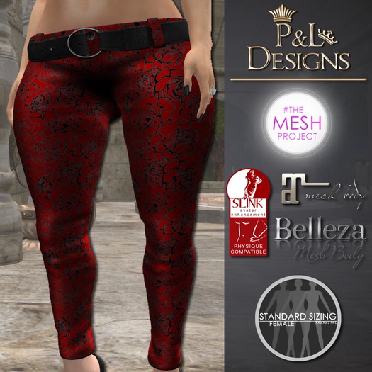 [P&L] - Low-Rise Fitted Pants Single Rose Red