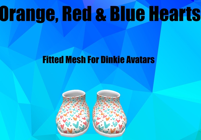 Blue, Red, Orange Hearts----White Sole