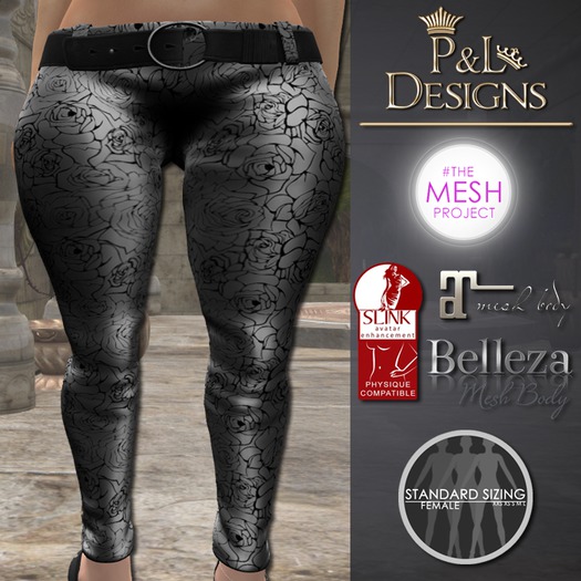 [P&L] - Low-Rise Fitted Pants Single Rose Silver