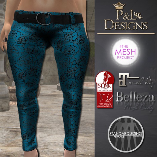 [P&L] - Low-Rise Fitted Pants Single Rose Teal