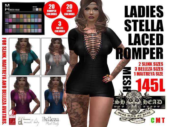 Mesh Head - Stella Laced Romper - SLINK / BELLEZA / MAITREYA