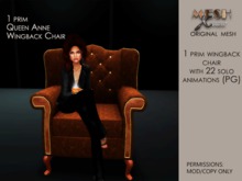 1 PRIM FURNITURE: Queen Anne Wingback Chair