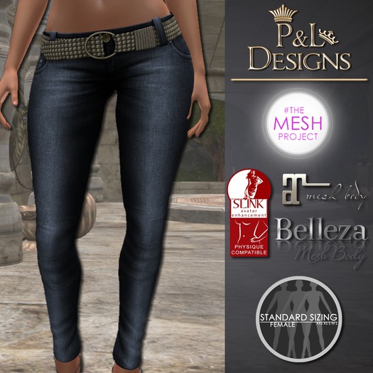 [P&L] - Low-Rise Fitted Pants Single Denim Blue Jeans