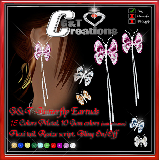 G&T Butterfly ear studs 