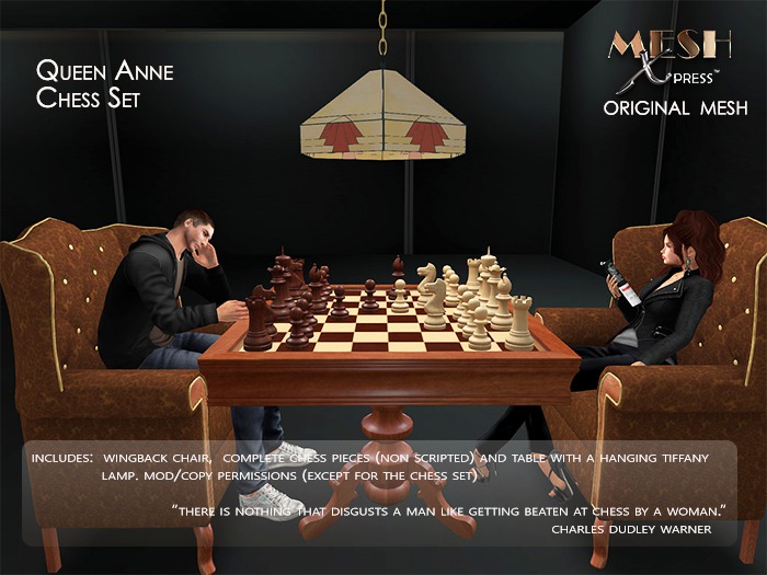 1 PRIM Queen Anne Wingback Chair with Chess Set