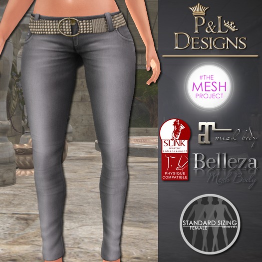 [P&L] - Low-Rise Fitted Pants Single Denim Grey