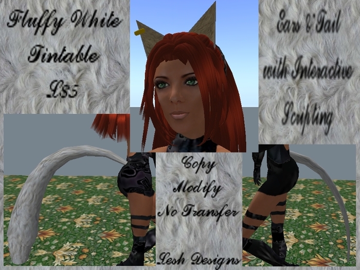 Tintable Fluffy White Ears & Tail ((Boxed))