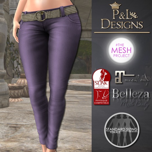 [P&L] - Low-Rise Fitted Pants Single Denim Purple Light
