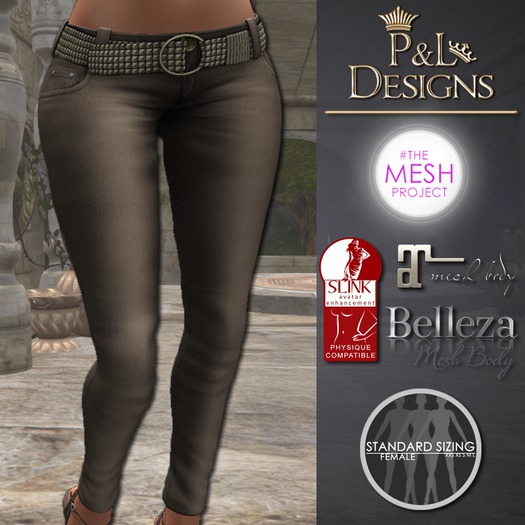 [P&L] - Low-Rise Fitted Pants Single Denim Tan