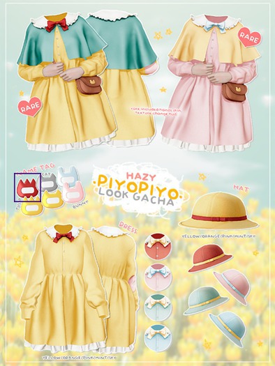 Hazy. Piyo Piyo look . Tulip name tag . Red